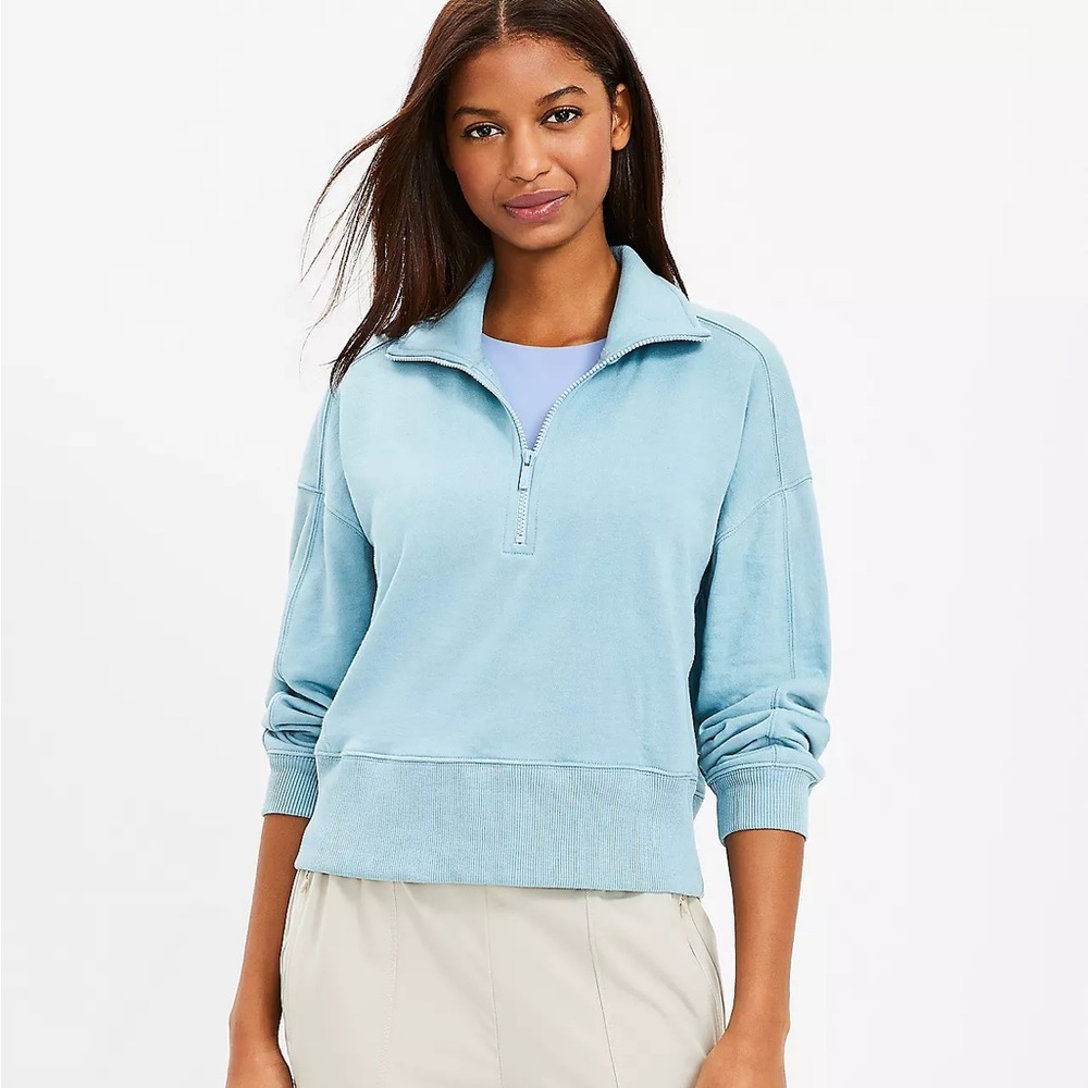 Lou and Grey fluffy fleece zip top in summer pool